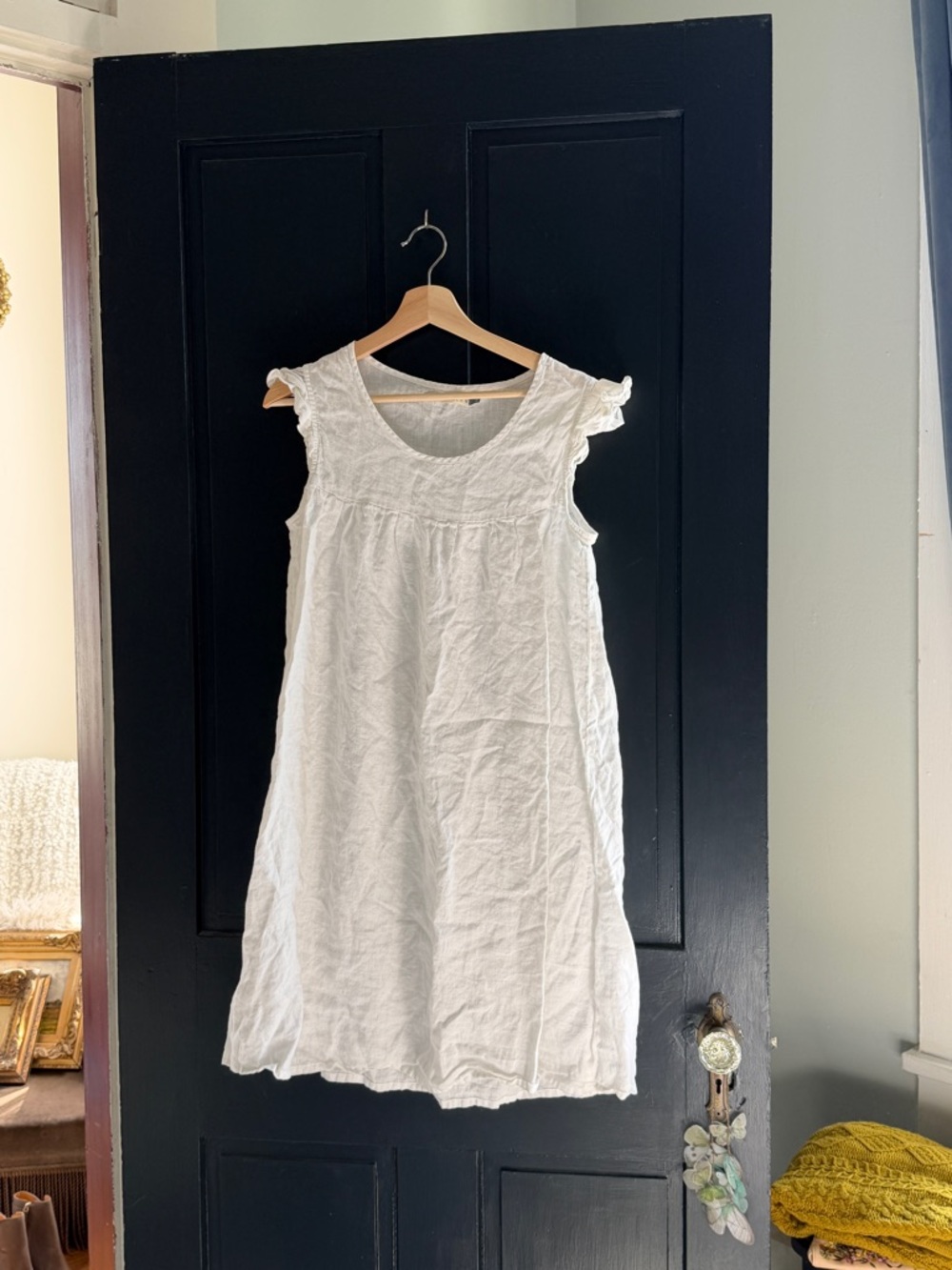 White Sleeveless Linen Sundress